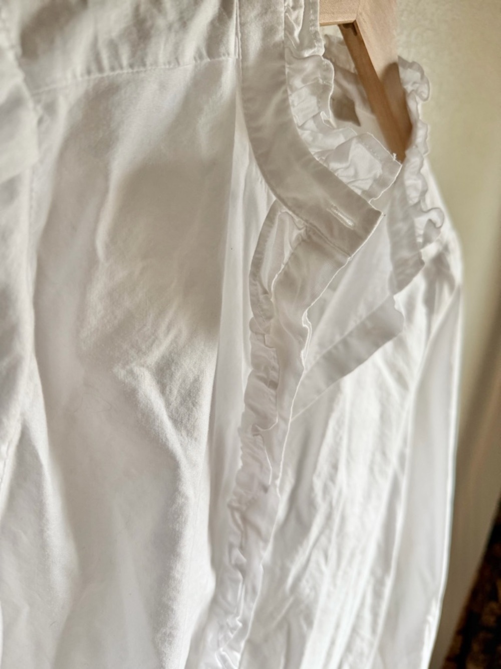 LOFT White Ruffle-Trim Button-Up Blouse - Picture 3 of 3